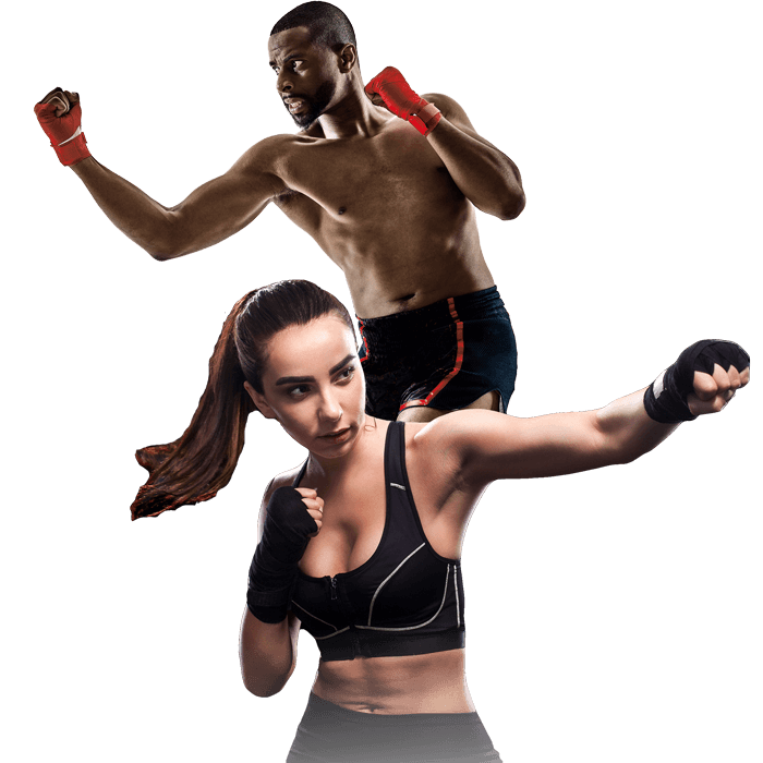 Mixed Martial Arts Lessons for Adults in Alpharetta GA - Man and Woman Punching Hooks